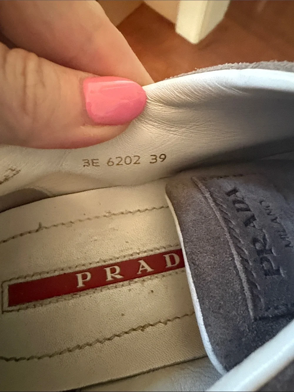 Prada Gray Suede Low-Top Sneakers with White Accents